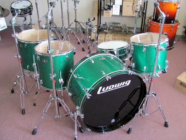 John Bonham Green Sparkle Ludwig Drum Set Kit Reissue Tribute